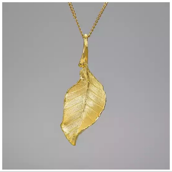 Artisan Handmade 925 Silver Gold Dainty Leaf The Zeriah Necklace - Picture 1 of 6
